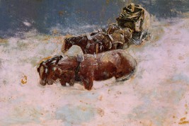 A Snowbound Christmas on the Overland Coach by Frederic Remington + Ships Free - £31.08 GBP+