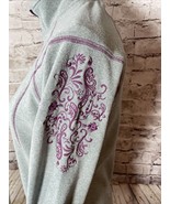Athleta Sweatshirt S Grey Fleece 1/4 Zip Pullover  Purple Embroidery Act... - $14.73