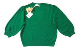 NWT 27 MILES MALIBU Nella Cashmere Sweater in Green Puff Sleeve Pullover M $253 - £70.90 GBP