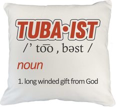 Make Your Mark Design Tubaist Definition White Pillow Cover for Tuba Music Instr - £19.37 GBP+