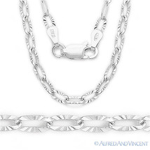 3mm Paper Clip Cable Link Chain Necklace in Italy .925 Sterling Silver &amp; Rhodium - £25.52 GBP+