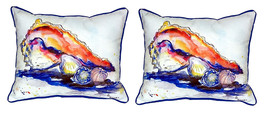 Pair of Betsy Drake Betsy’s Conch Large Indoor Outdoor Pillows 16 Inch X 20 Inch - £71.05 GBP