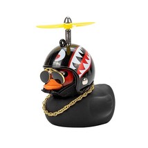 Car Ornament Duck with Helmet Broken Wind Small Black Duck Road Bike Motor Ridin - £32.20 GBP