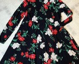 OLD NAVY Black Floral print Swing Long Sleeve Dress Size Large No Slit - $23.15
