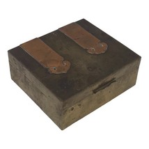 Antique Chinese Brass &amp; Copper Strap Handmade Box Mixed Metal Stamped China - $93.06