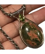 Sajen Sterling Unakite Pendant with Peridot on 20 Inch Snake Chain - 33 ... - £97.88 GBP