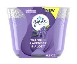 Glade Tranquil Lavender &amp; Aloe 3 Wick Scented Glass Candle, 6.8 Oz. - £14.90 GBP
