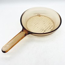 Corning Ware Visions 7&quot; Waffle Bottom Frying Pan Skillet Amber Glass FRANCE - £11.91 GBP