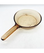 Corning Ware Visions 7&quot; Waffle Bottom Frying Pan Skillet Amber Glass FRANCE - £11.84 GBP