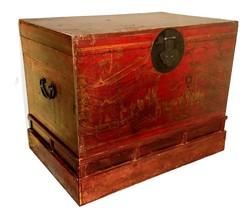 Antique Chinese Hand Painted  Red Trunk (2649), Circa 1800-1849 - £1,010.09 GBP