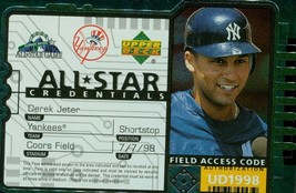 1998 Upper Deck All Star Credentials Derek Jeter 11 Yankees - £3.18 GBP