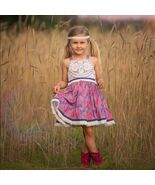 Makena Lane Boho Twirl Dress Girls Sz 8 Purple Pink Lace Bodice - €49,10 EUR