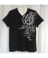 GUESS Graphic T-Shirt Royal Division Black Silver Dry Goods Short Sleeve... - $57.35 CAD