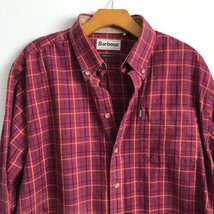 Barbour XL Shirt Red Check Comfort Fit Long Sleeve Collar Button Preppy Pockets - £22.14 GBP