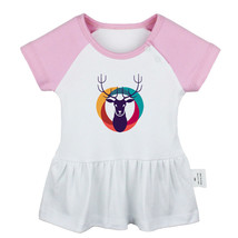 Beautiful colorful deer Newborn Baby Dress Toddler Infant 100% Cotton Clothes - £10.33 GBP