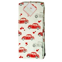 Love Bugs Cars Hearts Valentine&#39;s Day Kitchen Towels Red White 2pc Cotton Gift - £13.71 GBP