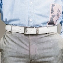 Alessio Belt Genuine Ostrich Leg Exotic Soft Feel White image 5