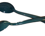 2 X Cinsa Peltre Cooking Serving Spoons Steel Speckeld Blue Gloss Coated... - $18.76