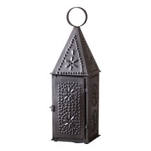 Steeple Lantern Taper Candle Primitive Punched Tin Home Decor Country Tinware  - £11.94 GBP