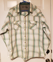 Wrangler 20X Mens Pearl Snap Western Shirt XL Green Plaid Cowboy LS Flip Cuffs - £12.46 GBP