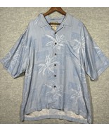 Jamaica Jaxx Mens Shirt Sz XXL 100% Silk Blue Palm Tree Button Down Hawa... - $291.49 MXN