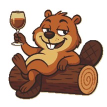 A cunning beaver sits on a log with a glass - Cross Stitch Pattern PDF  - $5.00