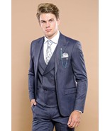 Men 3pc European Vested Suit WESSI by J.VALINTIN Extra Slim Fit JV17 Nav... - £36.08 GBP+