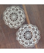 Vintage Crochet Doilies 5.5 Inch Round SET OF 2 Beige - €10,29 EUR