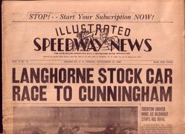 SPEEDWAY NEWS-09/27/46-THOMPSON-CUNNINGHAM-MCDOWELL FR - £48.42 GBP