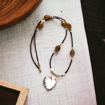Long Opera Length Agate and Howlight Stone necklace  - £36.19 GBP