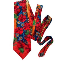 Rush Limbaugh No Boundaries Bold Red Floral Lily Butterfly Silk Tie 58x3... - $38.68