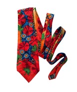 Rush Limbaugh No Boundaries Bold Red Floral Lily Butterfly Silk Tie 58x3... - £30.31 GBP