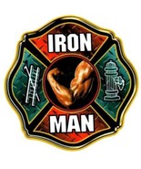 IRON MAN  Full Color Highly REFLECTIVE Firefighter Maltese Cross Decal - $2.97