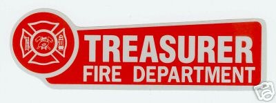 FIRE DEPARTMENT TREASURER Highly Reflective Decal with Maltese Cross - $1.50