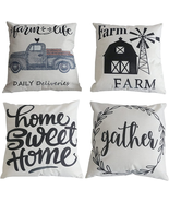 Onivein Farmhouse Sayings Pillow Covers 20X20 Inch Set of 4 Farmhouse Th... - £25.02 GBP