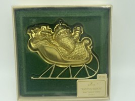 Hallmark: Santa&#39;s Sleigh - Brass Classic Keepsake Ornament In Box Vintage - £8.51 GBP