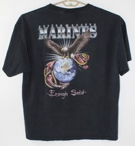 Vintage Soffee Tag US Marines Enough Said Black Double Sided T Shirt w Eagle - £16.94 GBP