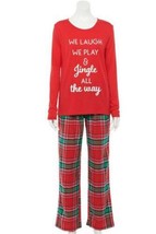 Girls Pajamas Christmas 2 Pc Red Jingle All The Way Top &amp; Flannel PJ&#39;s-s... - £15.62 GBP
