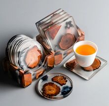Boho Mid Century Modern Style WOOD RESIN COASTERS Set of 4 or 6 Wooden H... - $9.99+