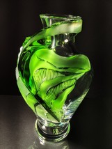 Lalique Tenaga Green Leaf Crystal Vase - £7,472.97 GBP