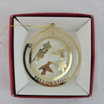 Hummingbird XMAS Ornament 24K Gold Yellowstone National Park Brass Metal Vtg - £7.03 GBP