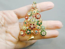 Heavily Jeweled Kirks Folly Rhinestone Christmas Tree Pin NWOB - £117.33 GBP
