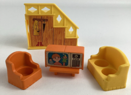 Fisher Price Little People Play Family House Staircase Furniture TV Vint... - $29.65