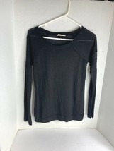 Bear Dance Womens Sz M Black Sweater Lightweight Sheer Panels Sleeve Long Sleeve - $14.85