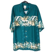 Original Island Sport Hawaiian Shirt XL Mens Teal Green Tropical Palm Trees - £15.45 GBP