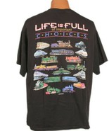 Railroad Trains Engines Choices Tee Shirt Men&#39;s XL Black Faded - $14.95