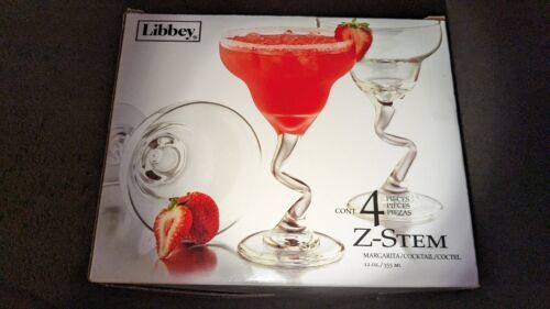 Primary image for Set of 4 - Libbey Z-Stem Margarita Cocktail Glasses, Clear 12 oz, With Box