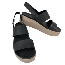 Crocs Brooklyn Low Wedge Platform Sandals Black Mushroom Taupe 6 - $45.00