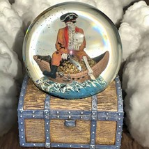 Vintage Pirate Treasure Musical Snow Globe Resin Chest Box Spooky - £34.04 GBP