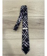 BURBERRY London Nova Check Plaid Silk Necktie Purple Slim Designer Business - $108.30 CAD